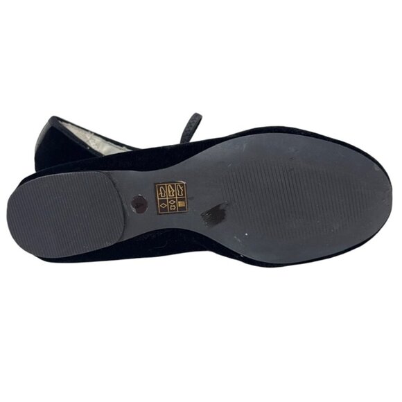 FD Flower Girl Design Black Velvet Ballet Flats with Bow & Elastic Strap - Picture 6 of 6